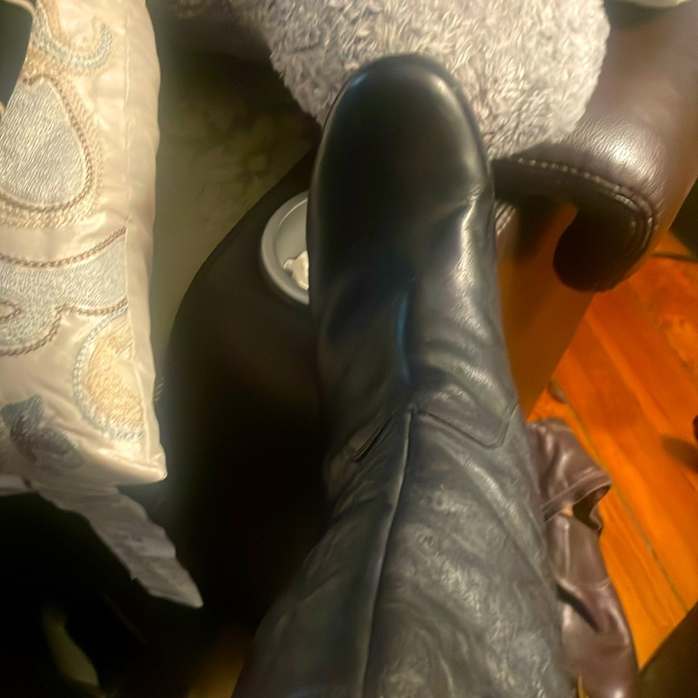 Black leath ankle boots